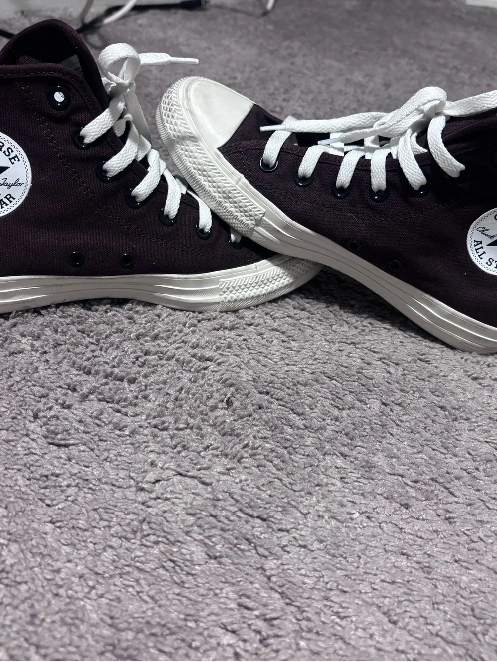 Classic High-Top Canvas Sneakers in Dark Brown with White Laces